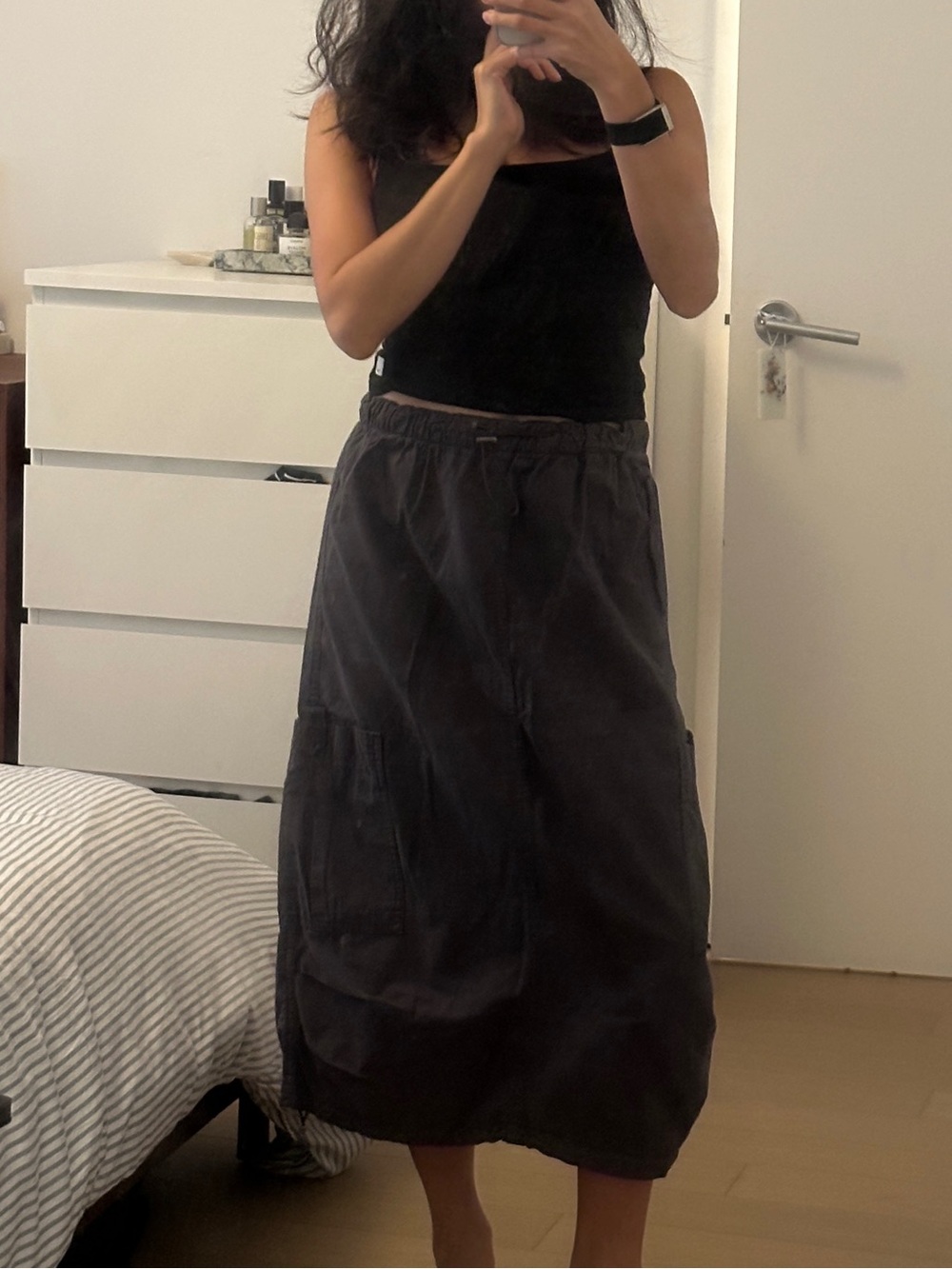 Jaded London Cargo Midi Skirt in Gray Blue